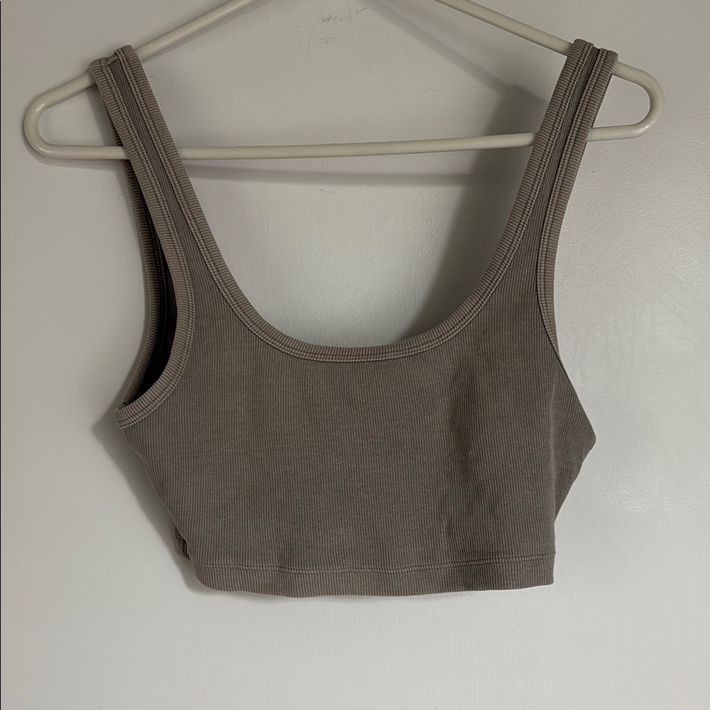 Zara Brown Ribbed Crop Top